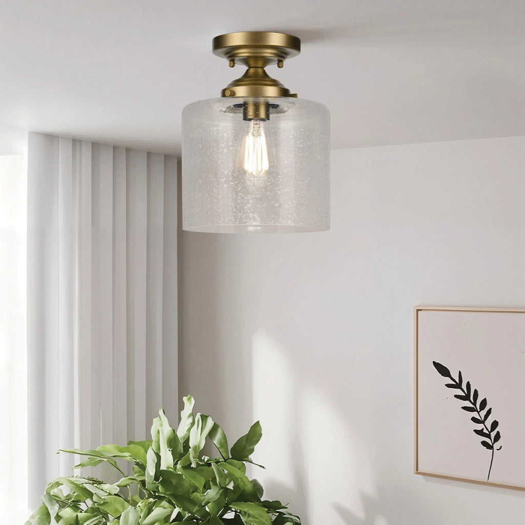 Plafoniera minimal ottone vetro bolle E27 Winslow Kichler
