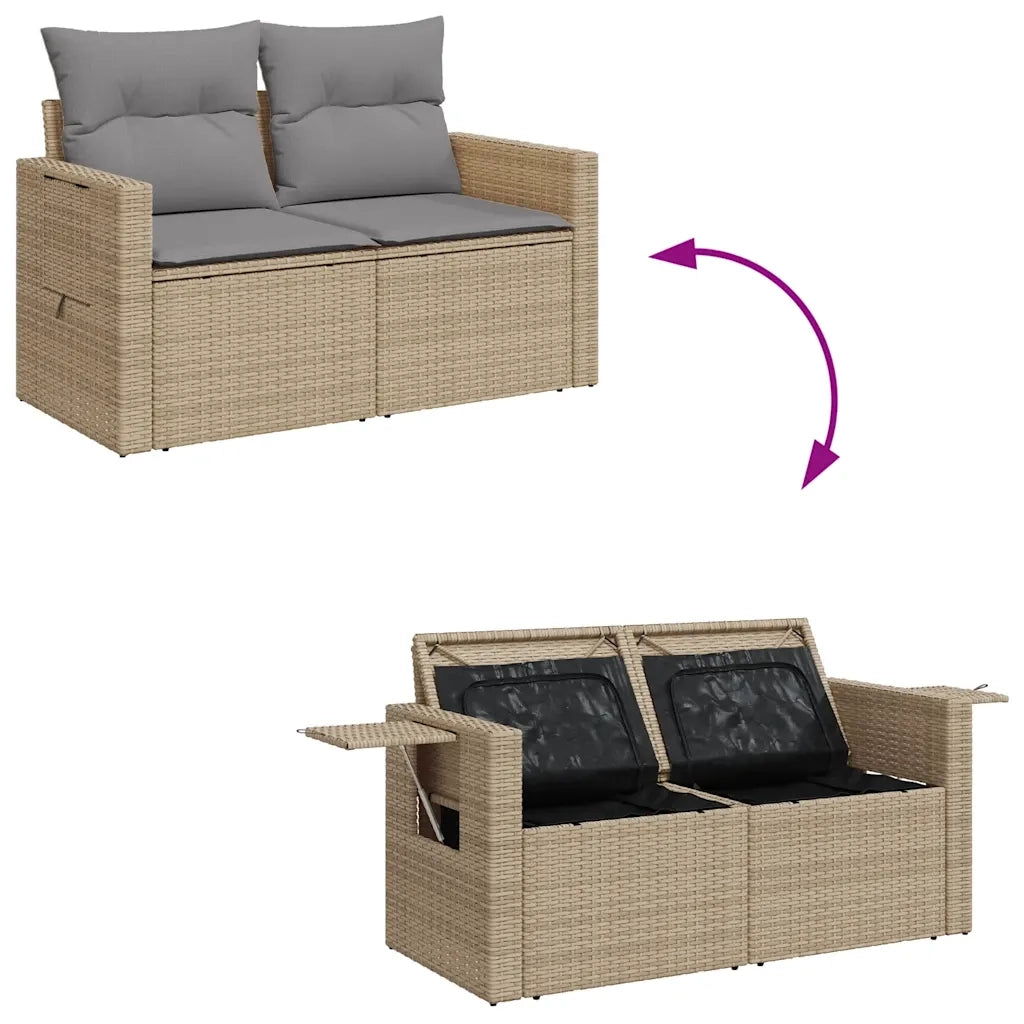 Set Divano da Giardino 6 pz con Cuscini Beige in Polyrattan 3326410