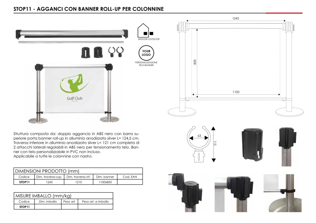 Kit Banner Colonnine Segnapercorso Tendinastro - Monofacciale