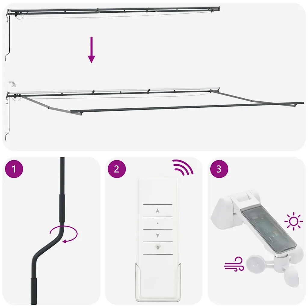 Tenda da Sole Retrattile Automatica con LED Marrone 600x300 cm 3310224