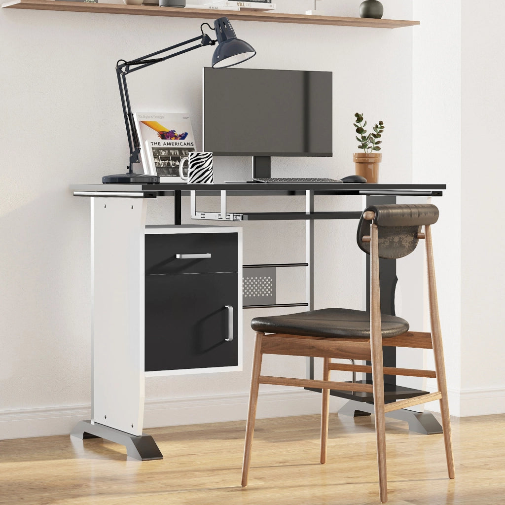 Scrivania per computer ¨C Xylo ¨C MDF bianco e nero 100x52x75 cm