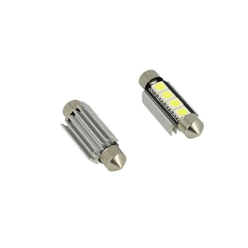 24V Lampada LED Siluro Canbus T11 C5W 42mm 4 SMD 5050 Giallo Arancione con Dissipatore Alluminio per Camion Bus Barca