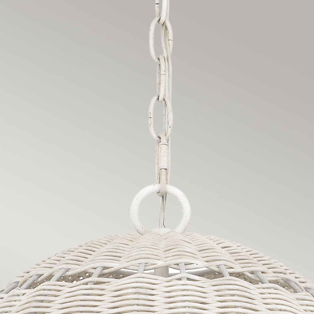 Lampada sospesa esterna rattan bianco ant. E27 IP44