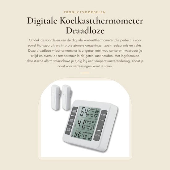 Termometro di Raffreddamento Digitale - Formato Compattibile - 2 Sensori - Alarme Acustico - Utilizzabile a Casa e in Ambiente di Ristorazione - Codice prodotto: ...