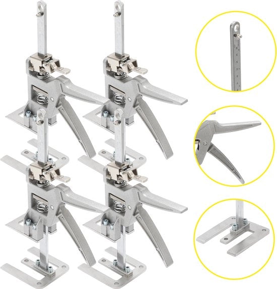 Lift per mobili 4 pezzi, trasportatore di mobili, sollevatore di piastre, sollevatore per bagno, sollevatore di braccio, braccio di lavoro, sollevatore di piastre, fino a 150kg, regolabile 0cm-14,5cm