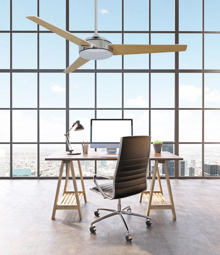Vam Ventilatore da soffitto cromato 132 cm con regolatore da parete a 4 velocità