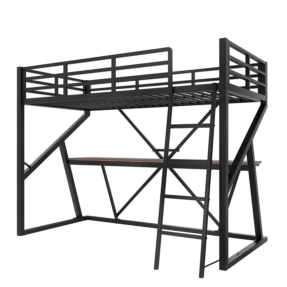 Letto a soppalco - Xylo - 90x200 cm scrivania nero