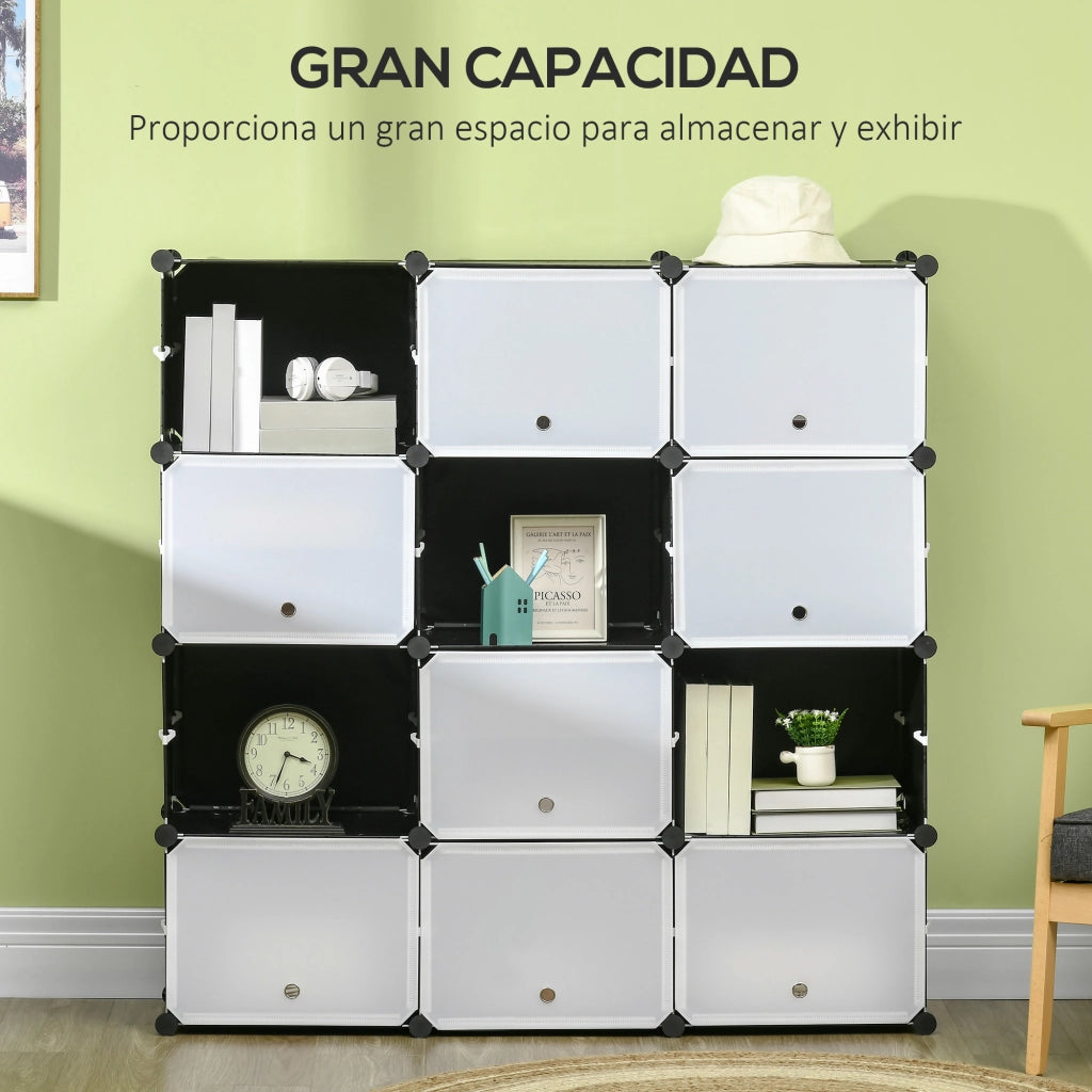 Armadio modulare con cassetti ¨C Minimal ¨C 125x32x125 cm nero e bianco