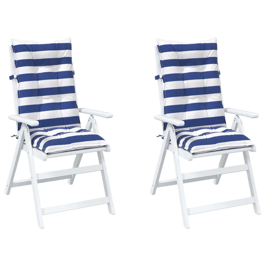 Cuscino da Esterno 2 pcs Blu e Bianco 120 x 50 x 7 cm Tessuto 42040527