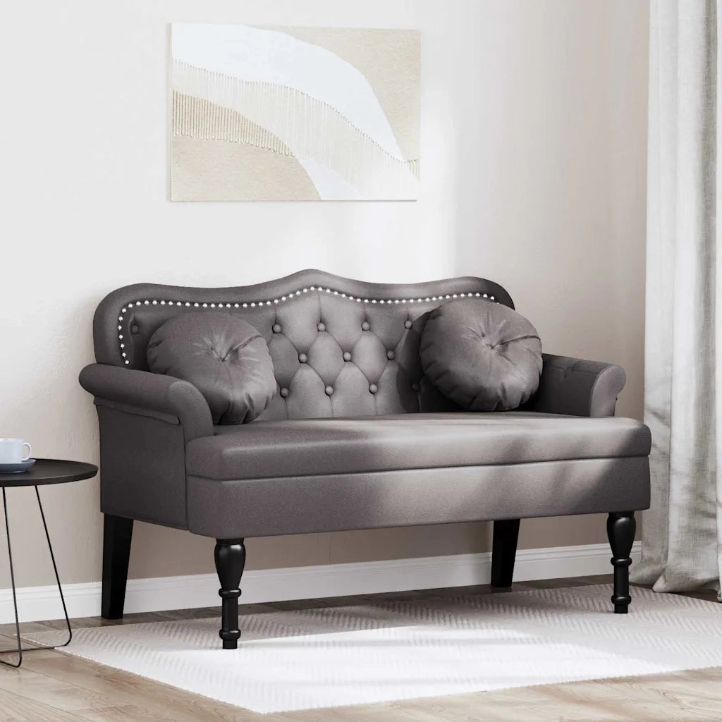 Panca Chesterfield Grigio 120,5 x 65 x 75 cm Pelle Sintetica 42019282