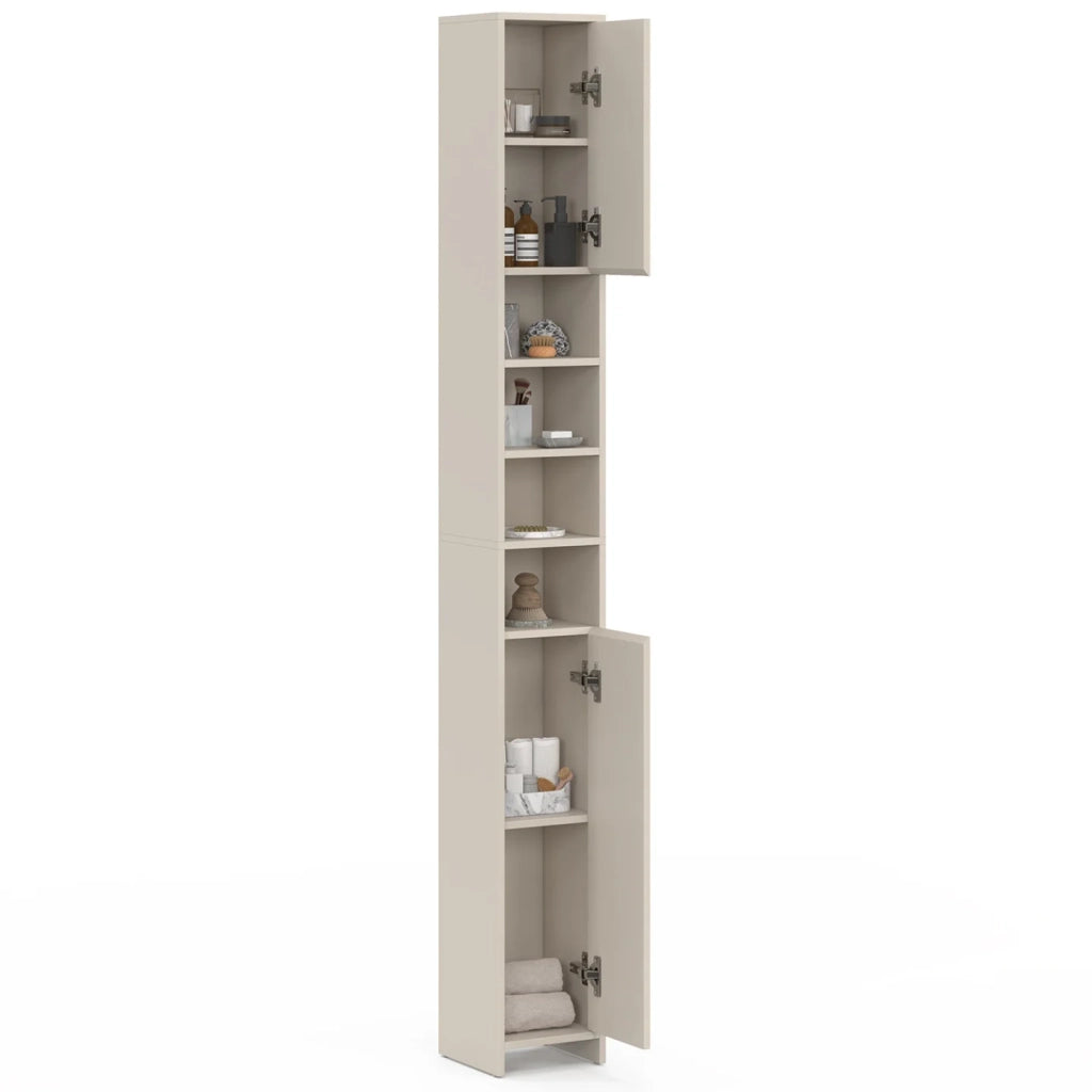 IDMarket - Mobiletto TOMI a 2 ante con 4 nicchie beige