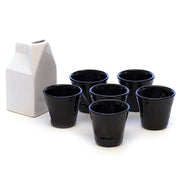 Set 6 Tazzine da caffè Accartocciati Neri con Lattiera Bianca in Gres Kaleidos