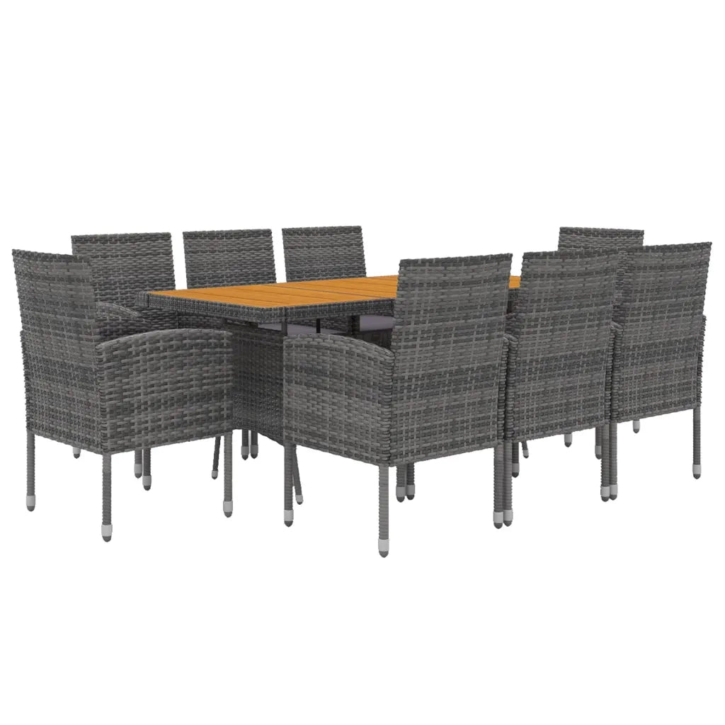 Set da Pranzo per Esterni 9 pz in Polyrattan Grigio 3120115