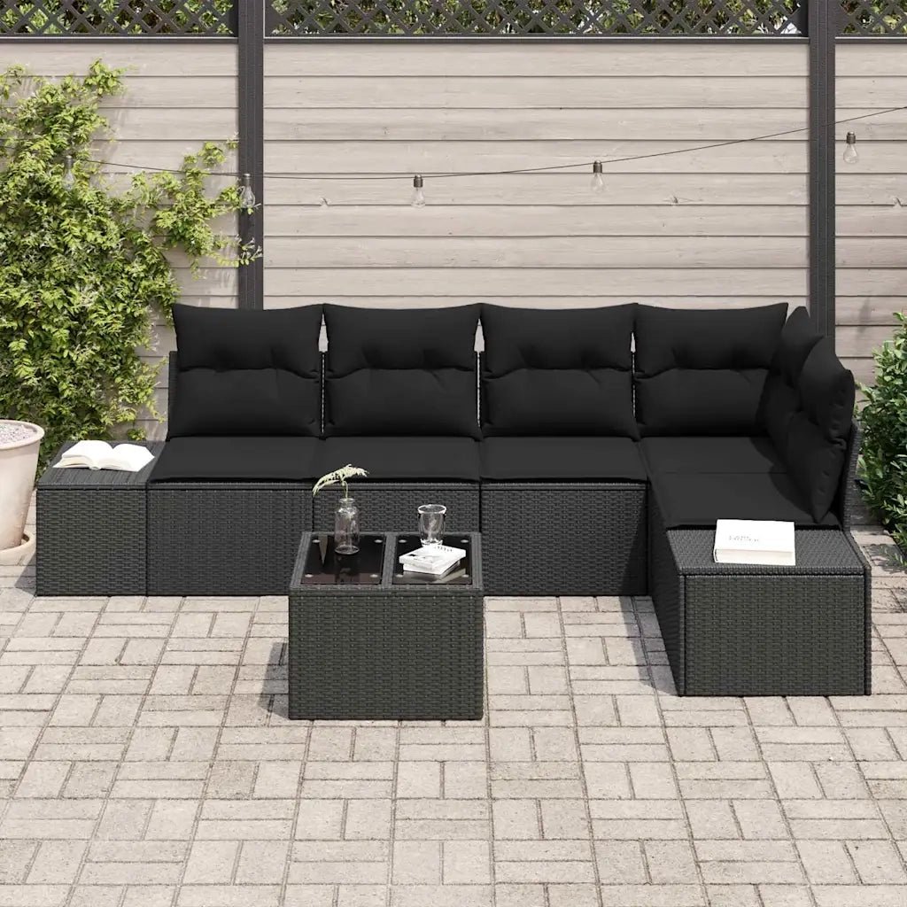 Set Divano da Giardino con archiviazione Nero polyrattan 3355742