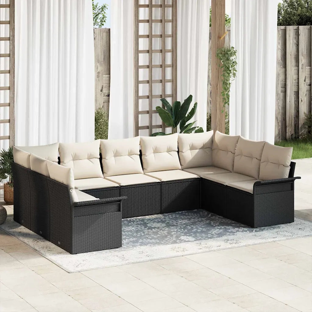 Set Divano da Giardino con cuscino Nero polyrattan 3345517