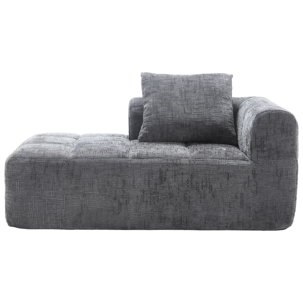 Chaise Longue Divano con Cuscini ¨C MINIMAL ¨C Grigio, Tessuto Morbido