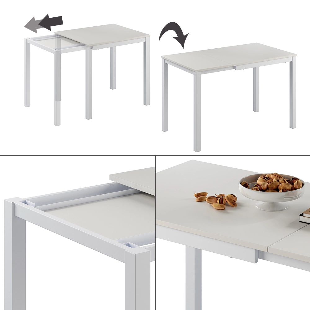Vicco Tavolo da pranzo Bianco 120 x 70 cm Estensibile