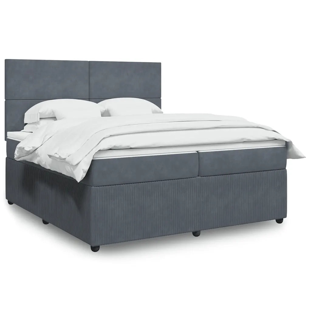Giroletto a Molle con Materasso Grigio Scuro 200x200 cm Velluto 3292425
