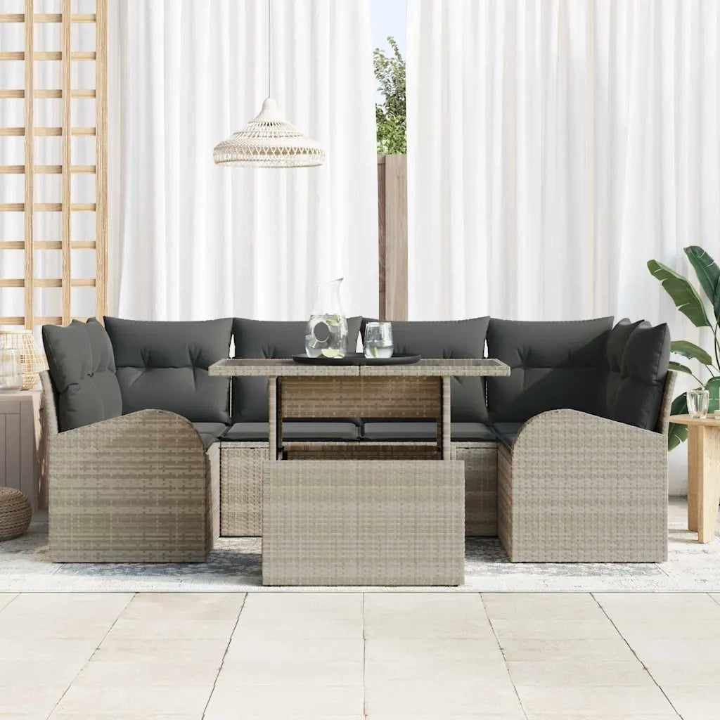Set Divano da Giardino con cuscino 7 pcs Grigio chiaro 3357315