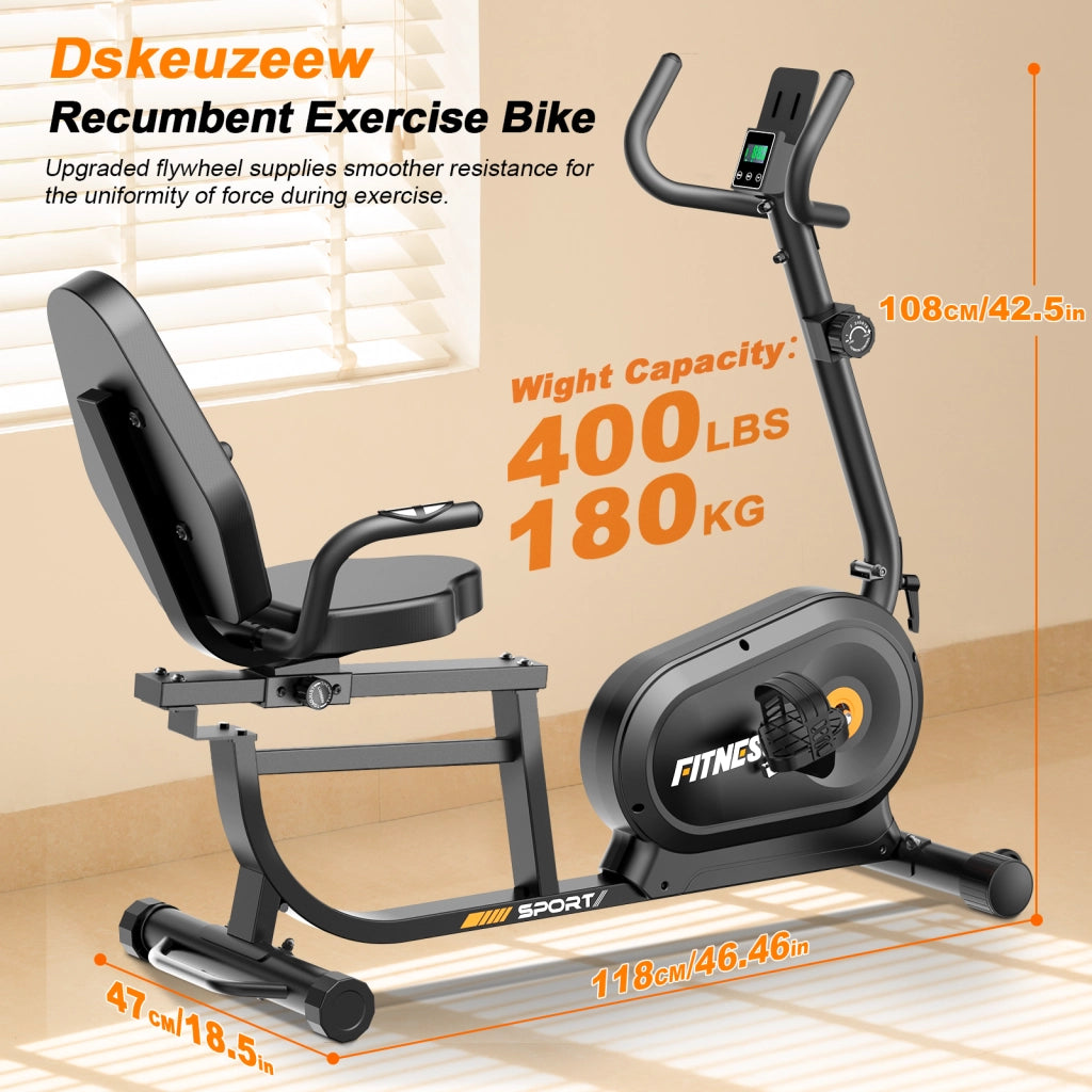 Cyclette Orizzontale Magnetico con Sella Regolabile, Cyclette Da Casa, Cyclette Da Seduta con Sensori di Pulsazione, silenzioso