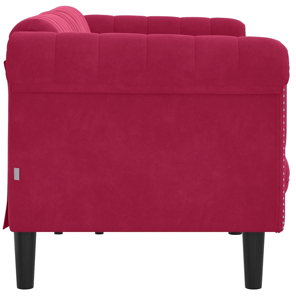 Divano a 3 Posti-Sofa 3 Posti Rosso Vino in Velluto
