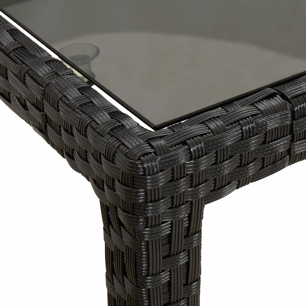 Set da Pranzo da Giardino 9 pz con Cuscini Nero in Polyrattan 3187322