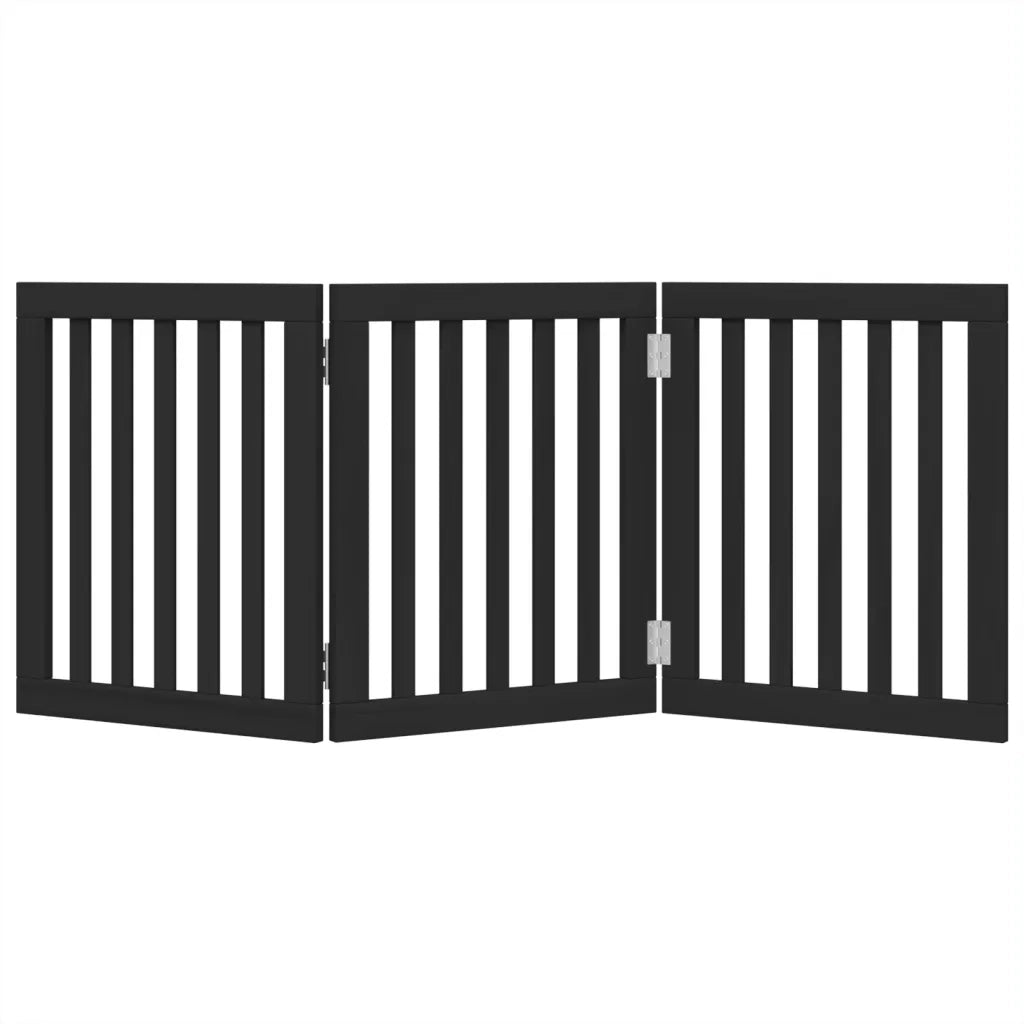 Cancello per Cani Pieghevole 3 Pannelli Nero 150cm Legno Pioppo 352252