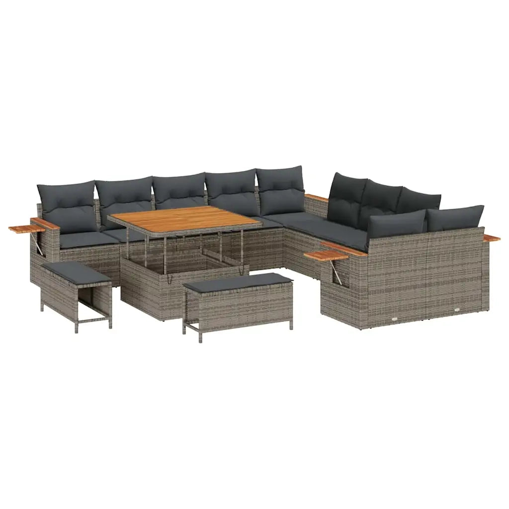 Set Divano da Giardino con cuscino 17 pcs Grigio polyrattan 3365178