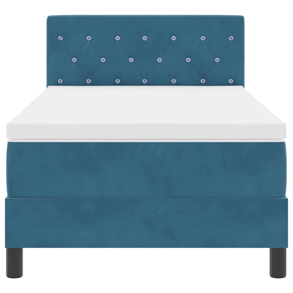 Letto a Sorgente LED con led Blu Scuro 100 x 200 cm Velluto