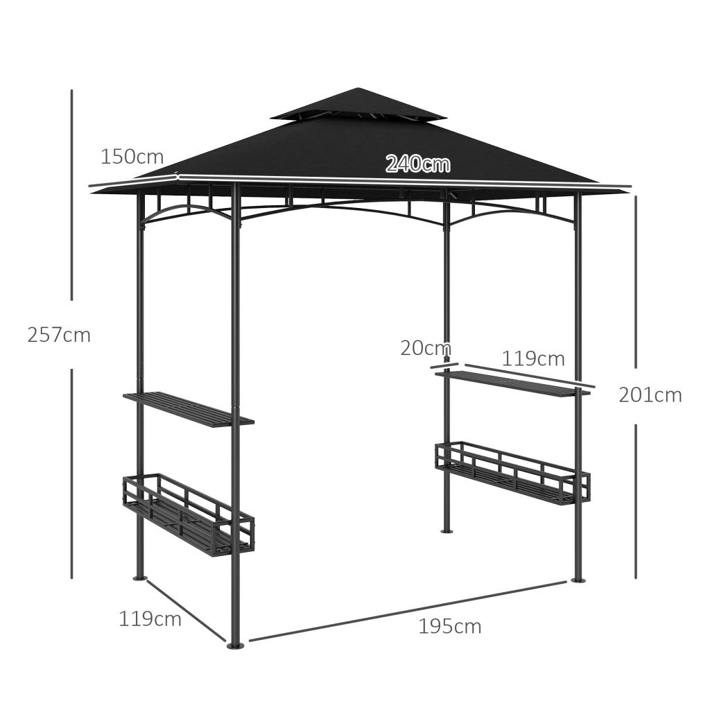 Gazebo per barbecue e giardino ¨C Minimal ¨C 240x150x257 cm grigio antracite