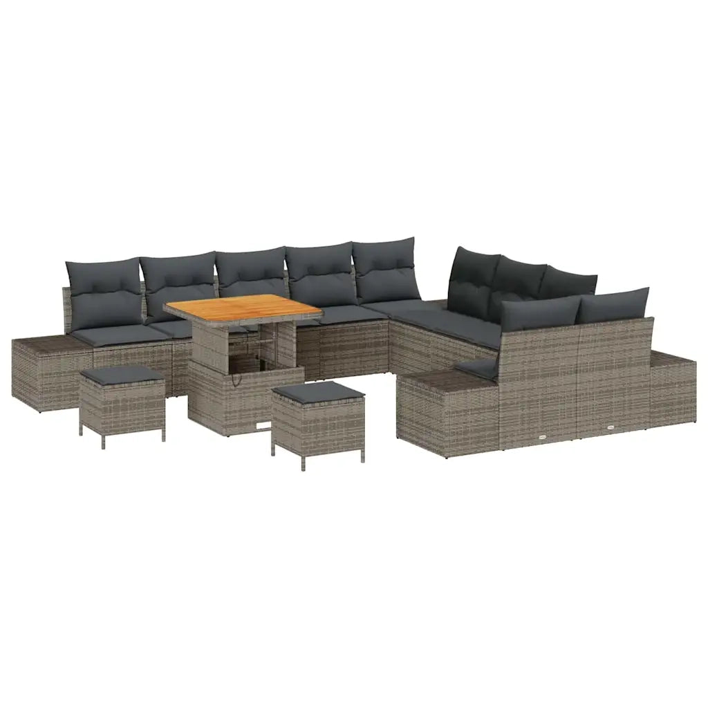 Set Divano da Giardino con cuscino 13 pcs Grigio polyrattan 3362843