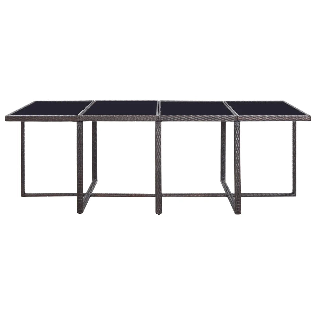Set da Pranzo da Giardino 13 pz con Cuscini Polyrattan Marrone 42528