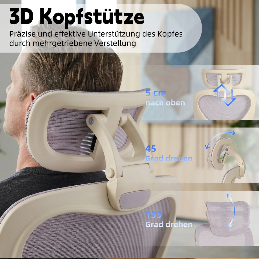 Sedia da ufficio ergonomica pieghevole ¨C zephmum ¨C viola con schienale regolabile, braccioli reclinabili e poggiatesta