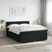 Letto box spring con materasso Nero 160 x 200 cm Tessuto 3450995