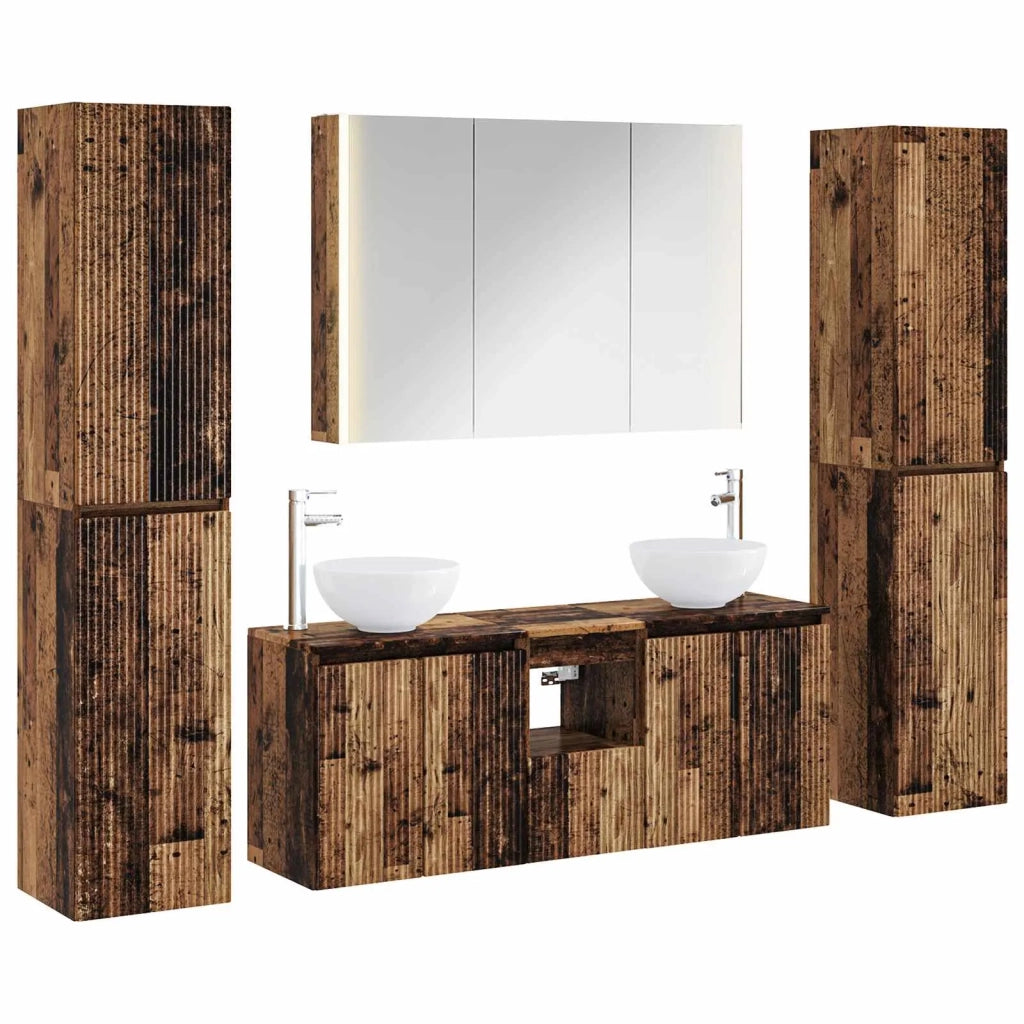 Set di mobili per il bagno 6 pz Legno antico 3407221