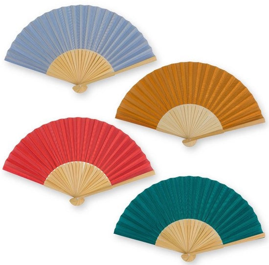 Set di Ventagli a Mano in Legno da 4 - Ventagli da Giardino - Accessorio Estivo - Festa/Sposa - Leggero/Pratico - Design Elegante - Ventagli