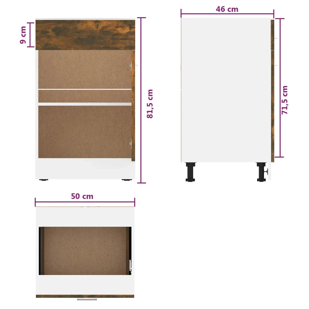 Mobile con Cassetto “Lyon” Rovere Fumo 50x46x81,5 cm 815573