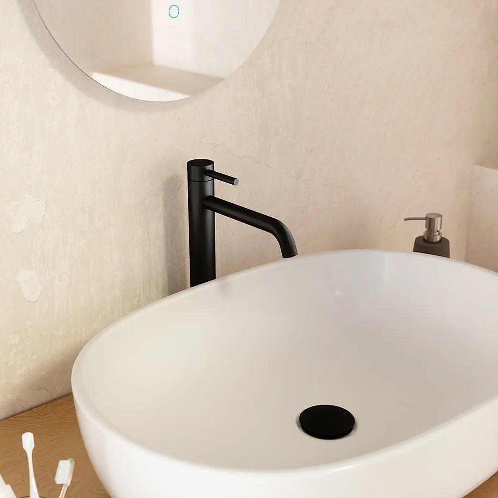 Coppia miscelatori lavabo alto bidet senza scarico slim nero opaco | Bette