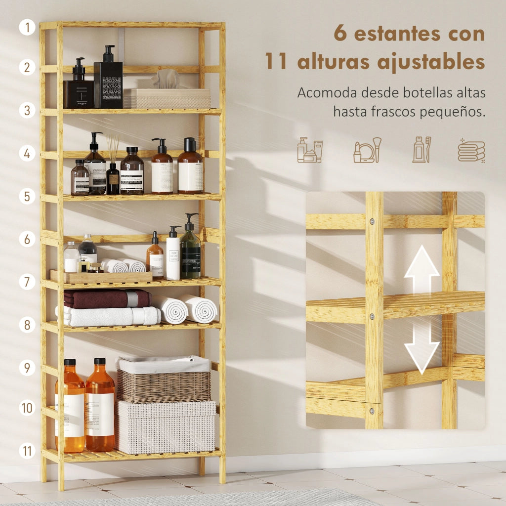 Libreria a scaffali in bamb¨´ ¨C Minimal ¨C 6 livelli naturale