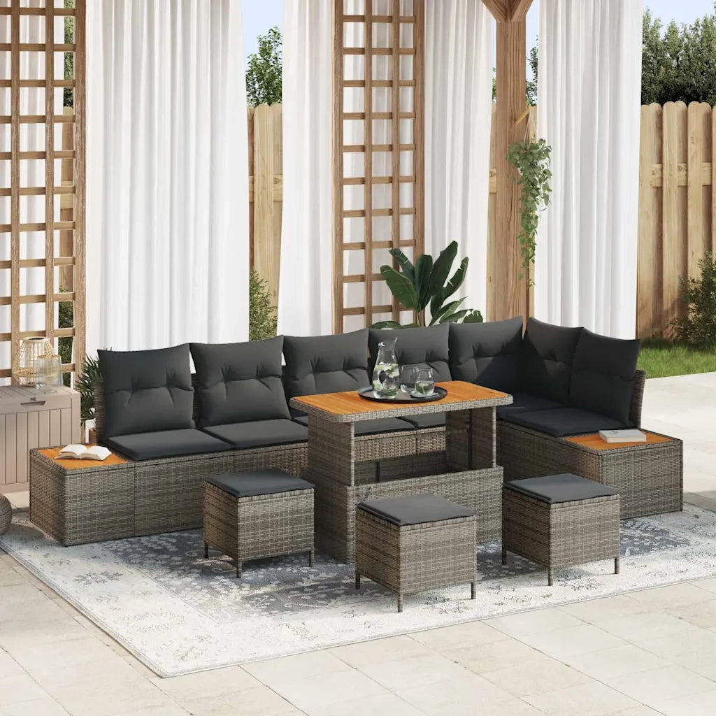 Set Divano da Giardino 10 pcs Grigio polyrattan