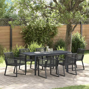 Set da Pranzo per Giardino 7 pcs Nero polyrattan 3378820