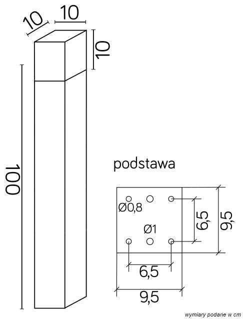 Paletto luce 100cm E27 grigio scuro IP44 SU-MA Cube
