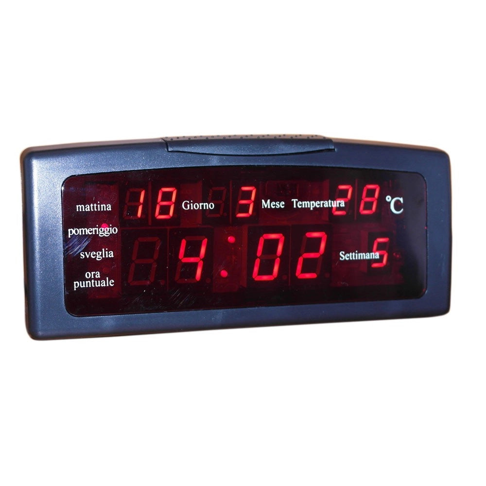 Trade Shop - Sveglia Digitale Elettrica Orologio Luce Led Con Data Giorno Temperatura -