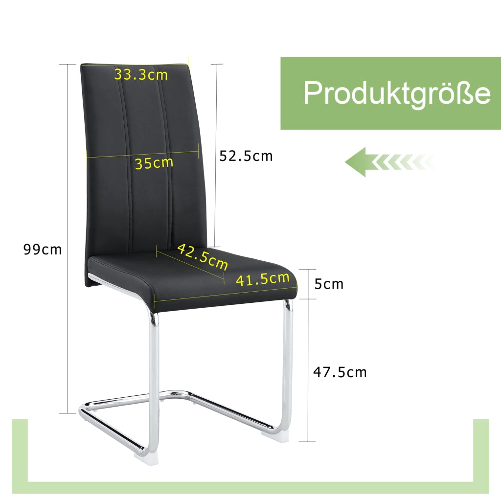 Sedia da Pranzo Moderna ¨C MINIMAL ¨C Nero, Ecopelle e Struttura in Metallo