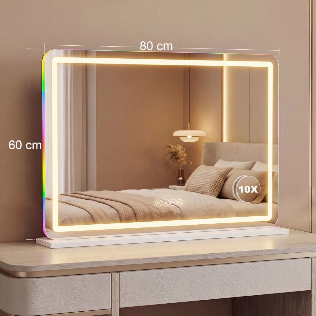 Specchio da trucco con LED ¨C Minimal ¨C Bianco 80x60cm