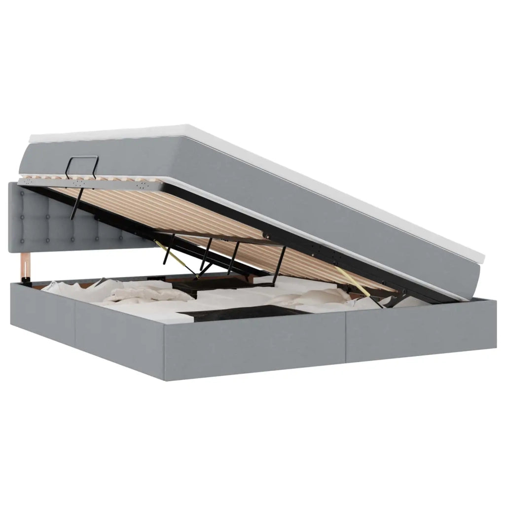 Letto con contenitore e materasso Grigio chiaro 180 x 200 cm