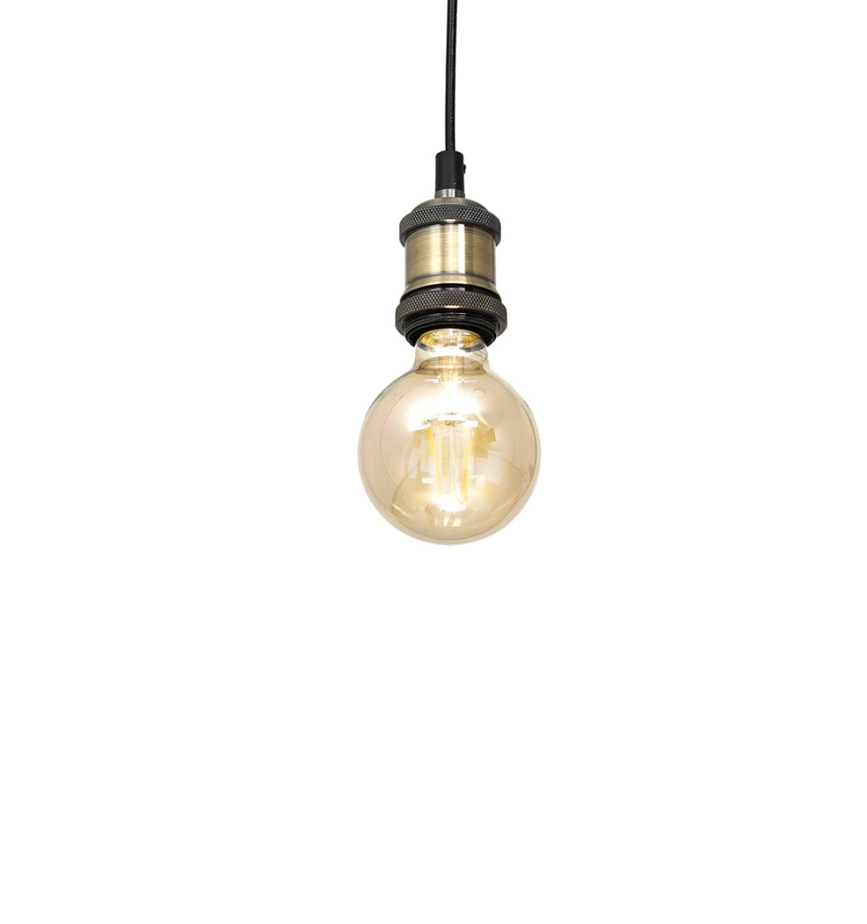 Lampada a sospensione industriale nera ottone E27 60W Milagro