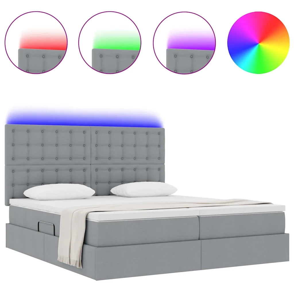 Letto con testiera Grigio chiaro 180 x 200 cm Tessuto