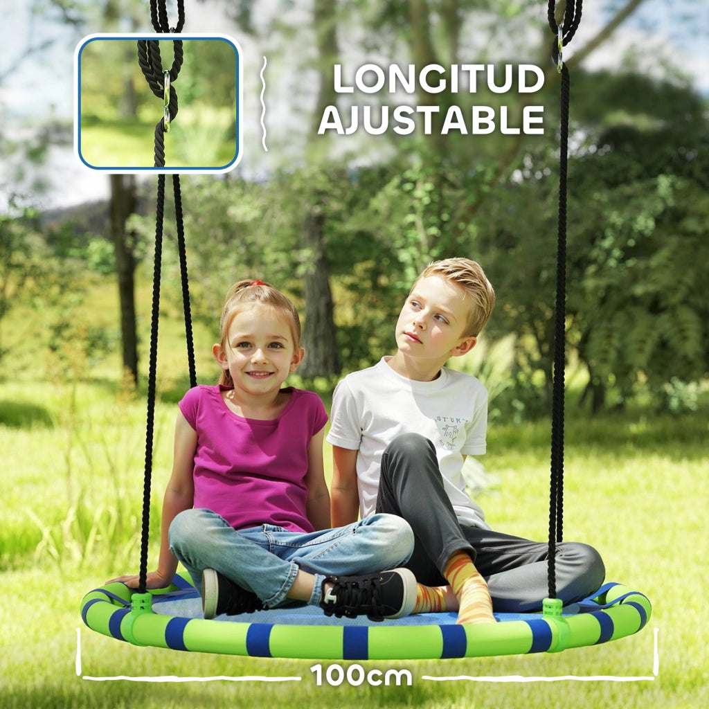 Altalena da Giardino per Bambini ¨C Minimal ¨C ?100x180 cm Blu e Verde