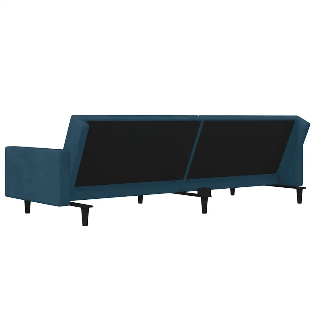 Divano Letto a 2 Posti con 2 Cuscini-Sofa Letto 2 Posti-Daybed Blu in Velluto 848093